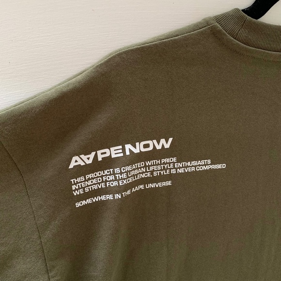 AAPE A Bathing Ape Tee T Shirt Mens M Olive Streetwear Logo Graphic Minimalist - Picture 7 of 13